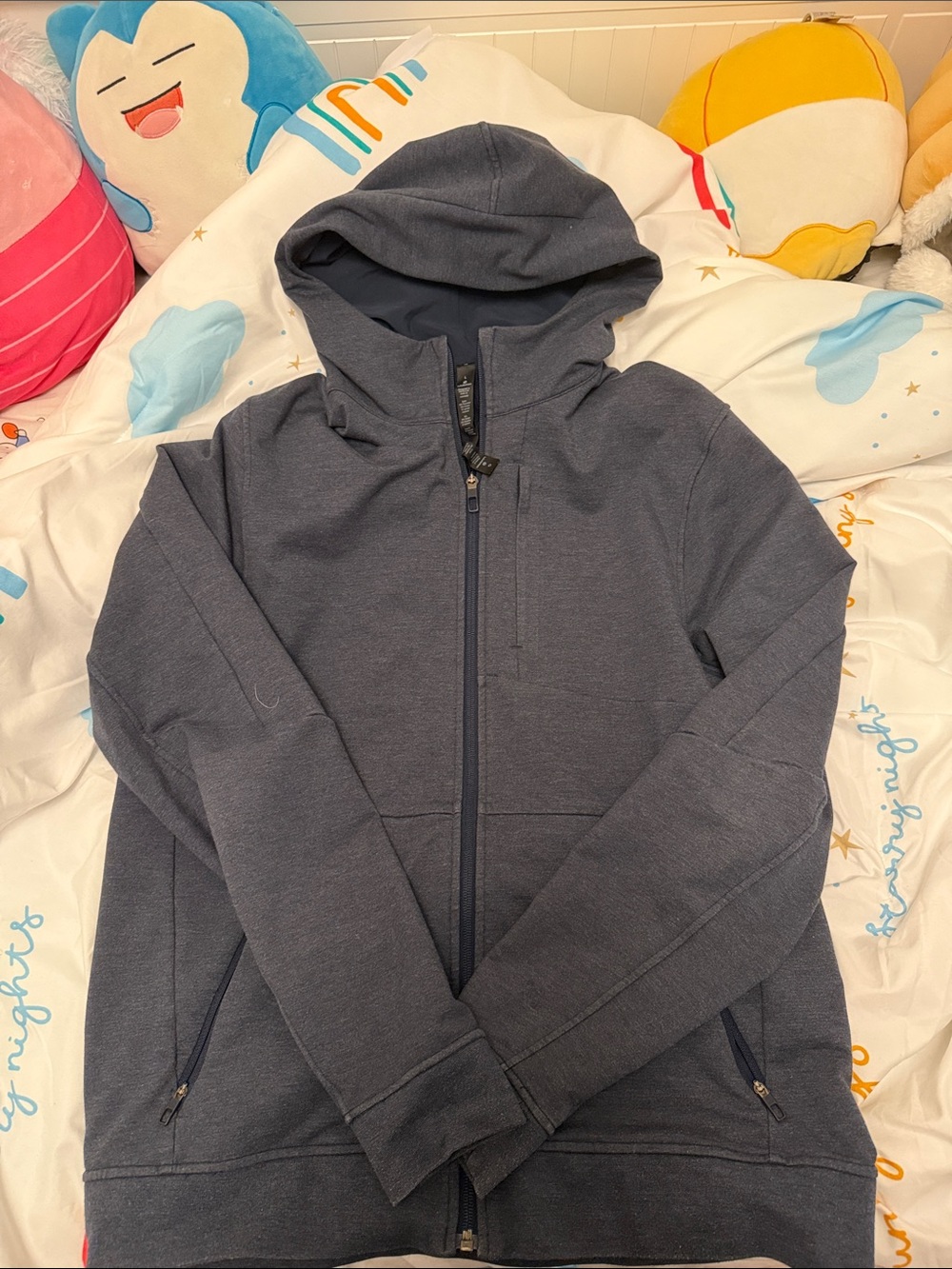 Lululemon men’s Dark Heather Navy Full-Zip Hooded Sweatshirt
